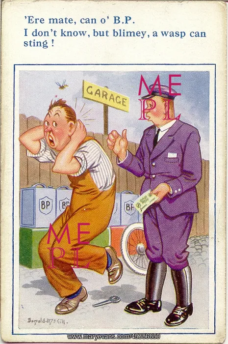 : Comic postcard, Chauffeur buying petrol : Comic postcard, Chauffeur buying petrol