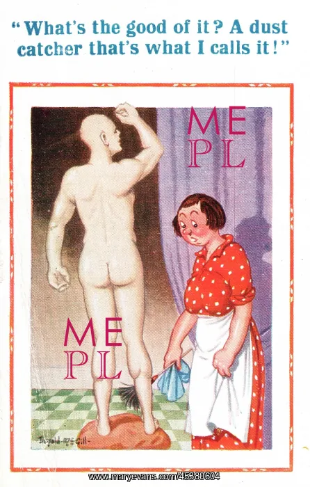 : Comic postcard, Cleaner complains of dust catcher : Comic postcard, Cleaner complains of dust catcher