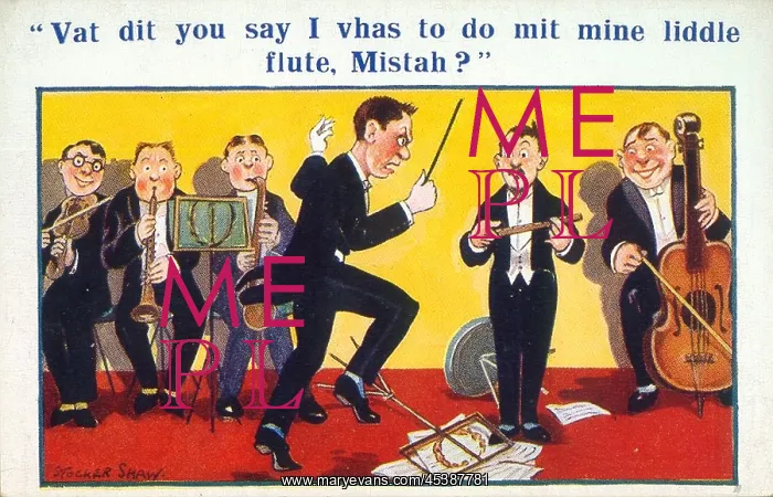 : Comic postcard, Conductor and band : Comic postcard, Conductor and band