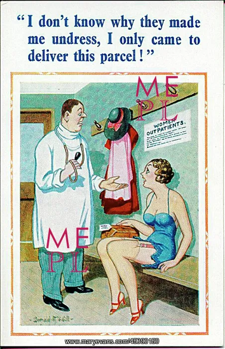 : Comic postcard, Conversation in hospital outpatients : Comic postcard, Conversation in hospital outpatients