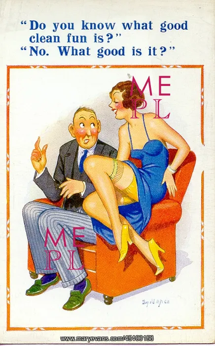 : Comic postcard, Couple in an armchair : Comic postcard, Couple in an armchair