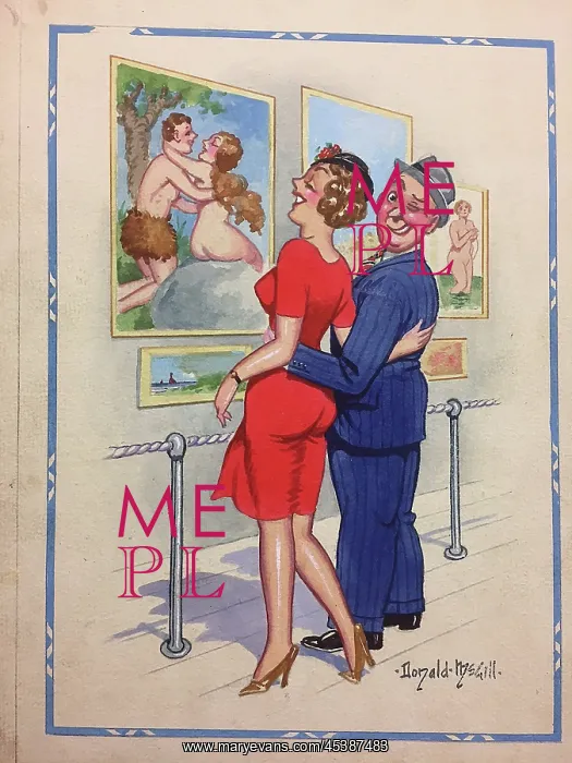  : Comic postcard, Couple in an art gallery