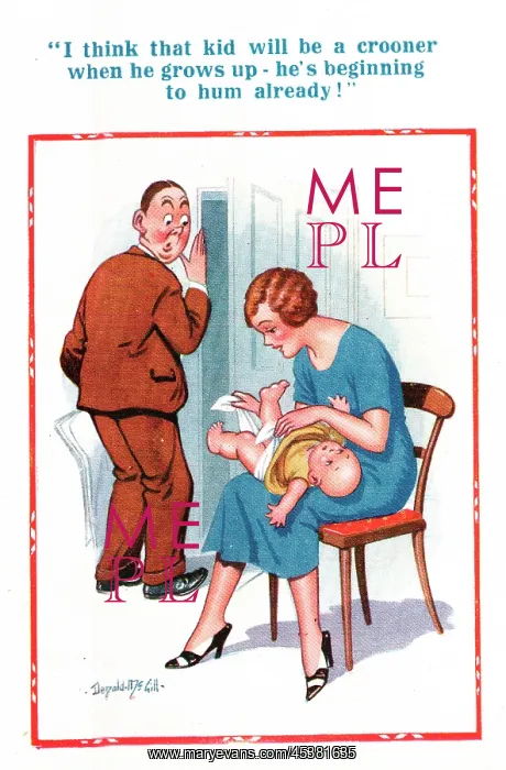  : Comic postcard, Couple with baby