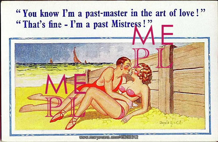  : Comic postcard, Couple kissing on the beach