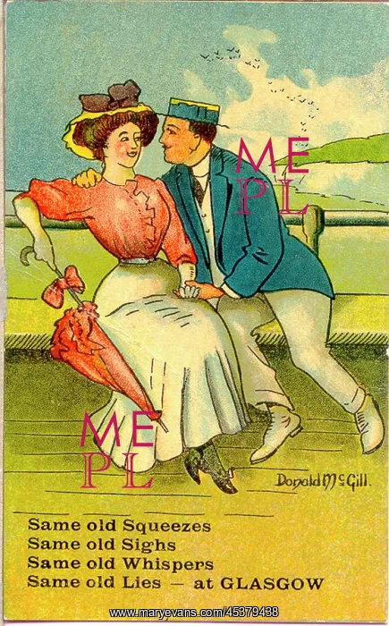 : Comic postcard, Courting couple at the seaside : Comic postcard, Courting couple at the seaside