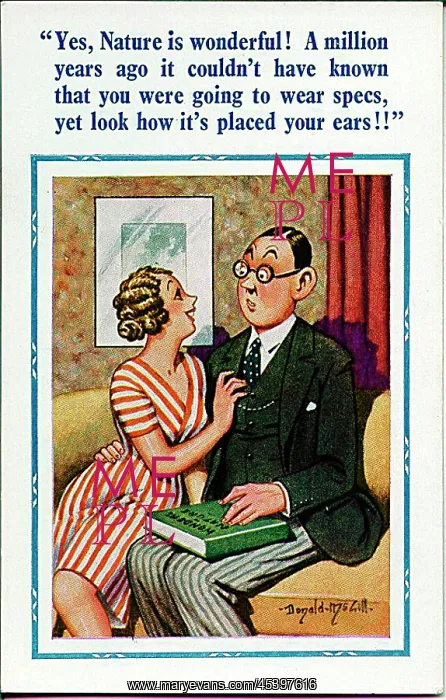 : Comic postcard, Courting couple on sofa : Comic postcard, Courting couple on sofa