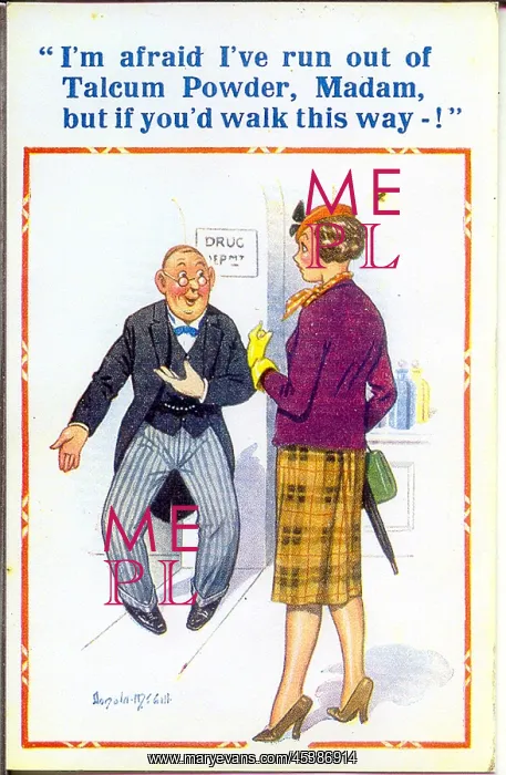 : Comic postcard, Customer in department store : Comic postcard, Customer in department store