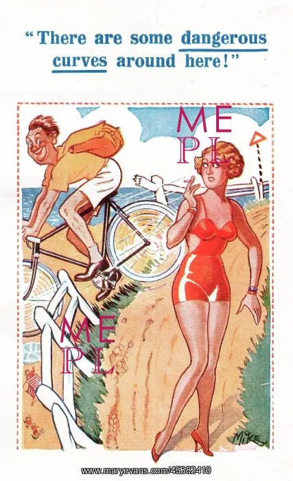 : Comic postcard, Dangerous curves at the seaside : Comic postcard, Dangerous curves at the seaside