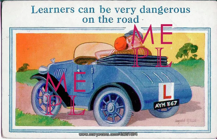 : Comic postcard, Dangerous learner driver : Comic postcard, Dangerous learner driver