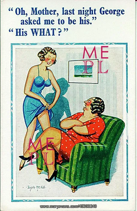 : Comic postcard, Daughter describes her date : Comic postcard, Daughter describes her date