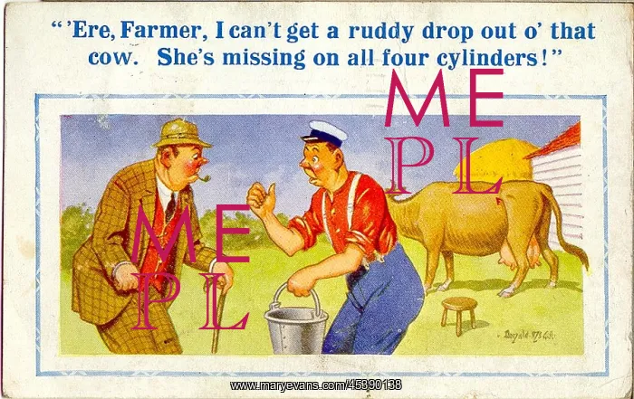 : Comic postcard, Difficulty milking a cow : Comic postcard, Difficulty milking a cow