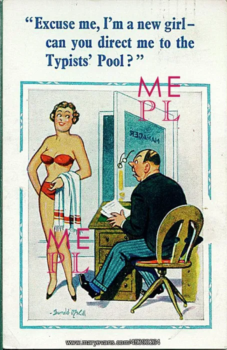 : Comic postcard, Directions to the typists pool : Comic postcard, Directions to the typists pool