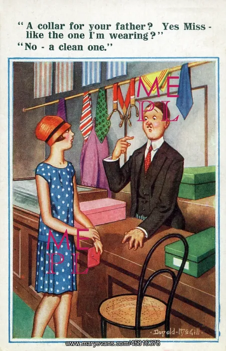: Comic Postcard - Dirty Collar - Donald McGill : Comic Postcard - Dirty Collar - Donald McGill