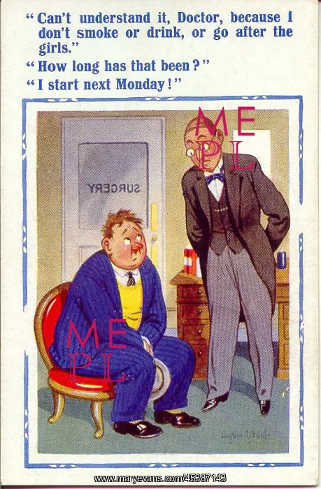 : Comic postcard, Doctor and patient : Comic postcard, Doctor and patient