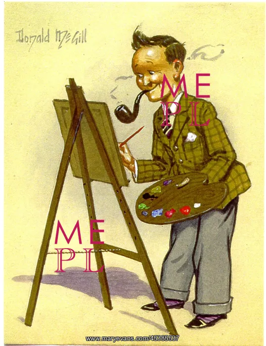 : Comic postcard, Donald McGill self-portrait : Comic postcard, Donald McGill self-portrait