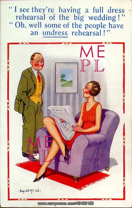 : Comic postcard, Dress rehearsal of wedding : Comic postcard, Dress rehearsal of wedding