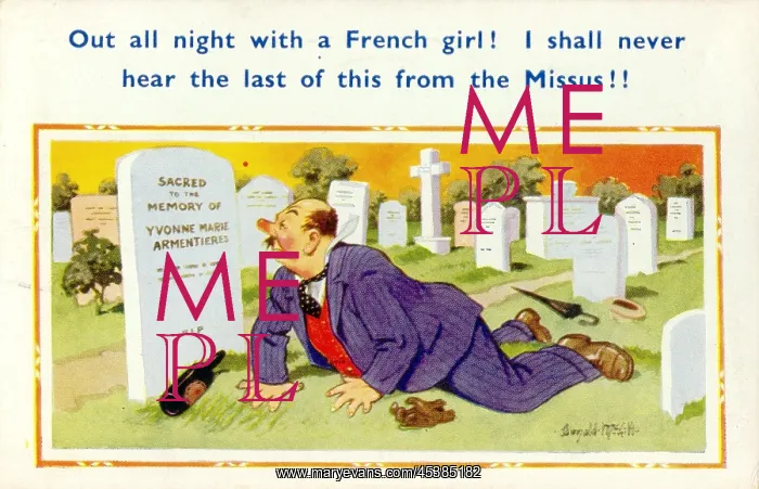 : Comic postcard, drunkard in cemetery : Comic postcard, drunkard in cemetery