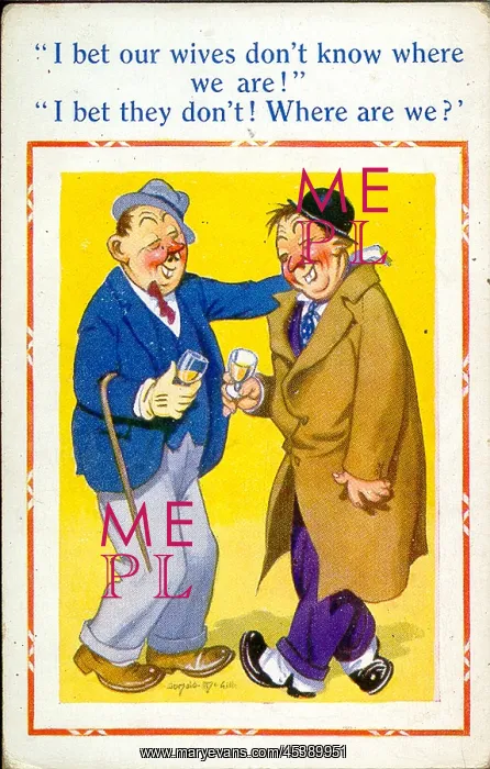 : Comic postcard, Two drunkards chatting : Comic postcard, Two drunkards chatting