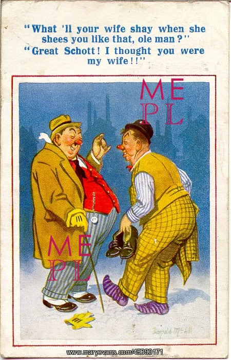 : Comic postcard, Two drunkards chatting : Comic postcard, Two drunkards chatting