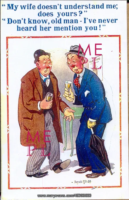  : Comic postcard, Two drunkards in a pub