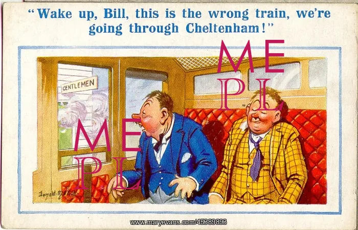 : Comic postcard, Two drunkards on a train : Comic postcard, Two drunkards on a train