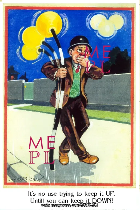 : Comic postcard, Drunken man feeling ill : Comic postcard, Drunken man feeling ill