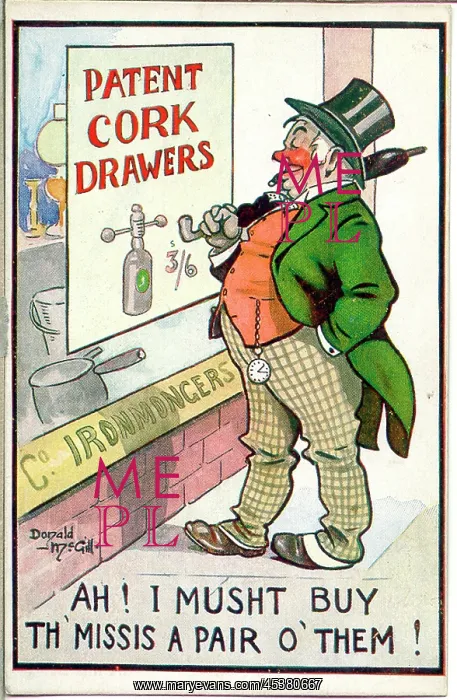 : Comic postcard, Drunken man, patent cork drawers : Comic postcard, Drunken man, patent cork drawers