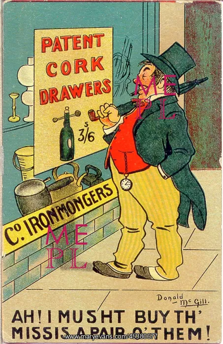 : Comic postcard, Drunken man, patent cork drawers : Comic postcard, Drunken man, patent cork drawers