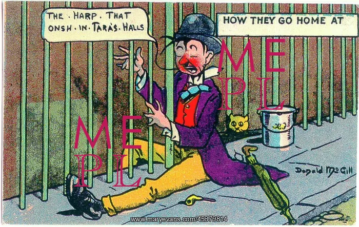 : Comic postcard, Drunken man on his way home : Comic postcard, Drunken man on his way home