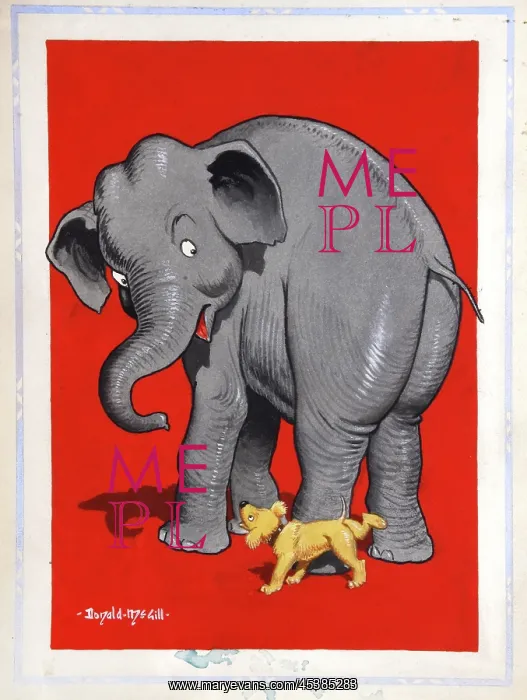  : Comic postcard, Elephant and dog
