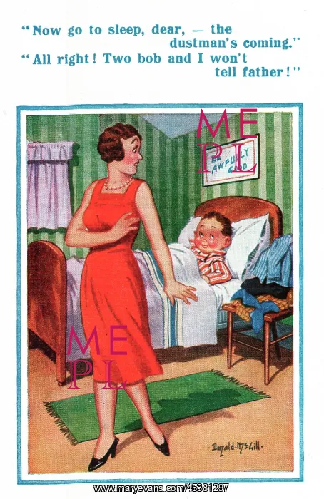  : Comic postcard, Expecting the dustman