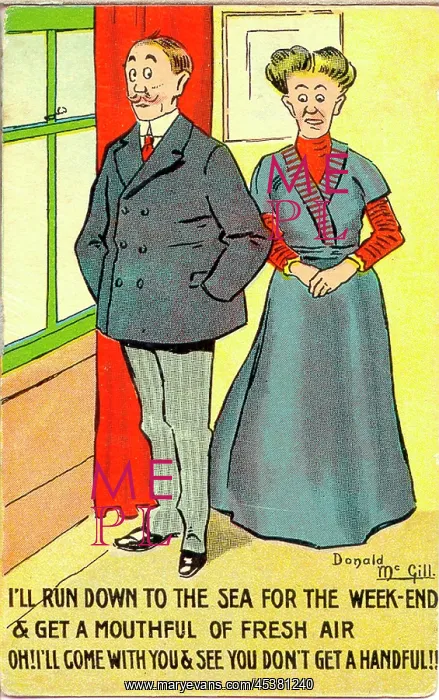 : Comic postcard, Going to the seaside : Comic postcard, Going to the seaside