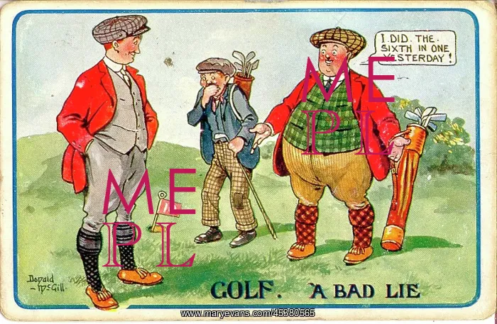 : Comic postcard, Golfer tells a lie : Comic postcard, Golfer tells a lie