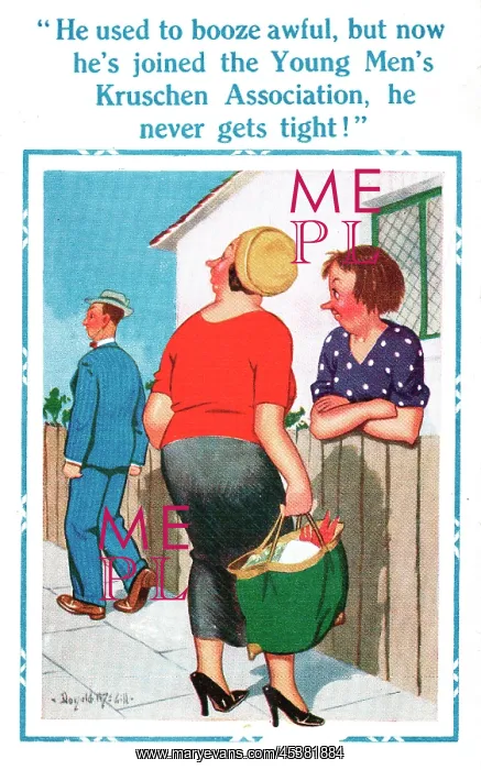 : Comic postcard, gossiping neighbours : Comic postcard, gossiping neighbours