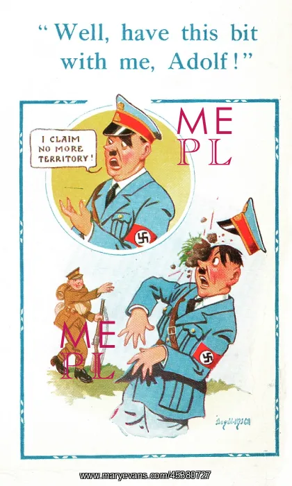 : Comic postcard, Hitler gets more territory, WW2 : Comic postcard, Hitler gets more territory, WW2