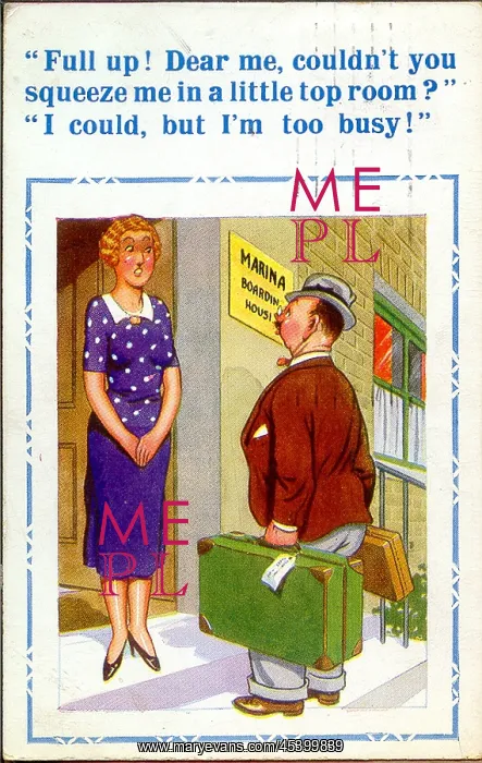 : Comic postcard, Holidaymaker and landlady : Comic postcard, Holidaymaker and landlady