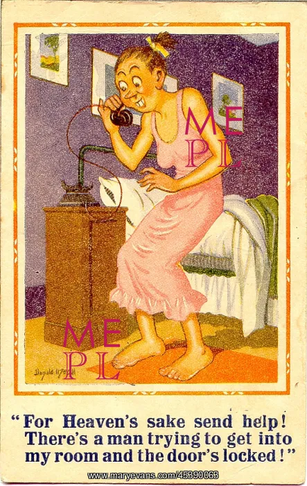 : Comic postcard, Hotel guest on the phone : Comic postcard, Hotel guest on the phone
