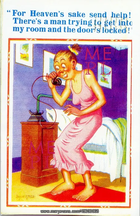 : Comic postcard, Hotel guest on the phone : Comic postcard, Hotel guest on the phone