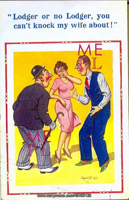 : Comic postcard, Husband, wife and lodger : Comic postcard, Husband, wife and lodger