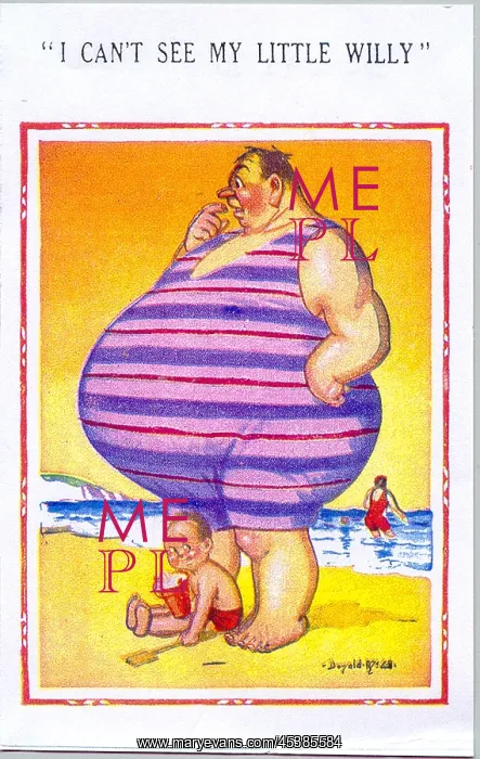 : Comic postcard - I Can't See My Little Willy : Comic postcard - I Can't See My Little Willy