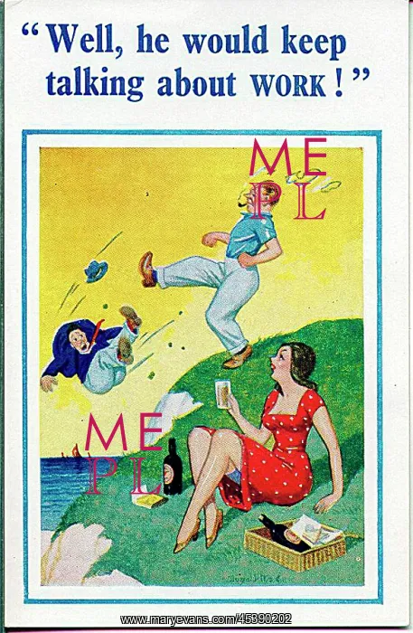 : Comic postcard, Kicked off the cliff : Comic postcard, Kicked off the cliff