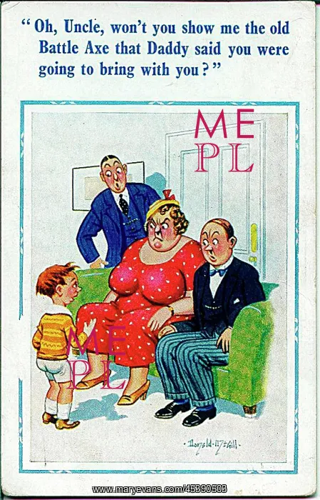 : Comic postcard, Little boy embarrasses family : Comic postcard, Little boy embarrasses family