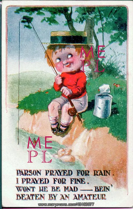 : Comic postcard, Little boy fishing : Comic postcard, Little boy fishing