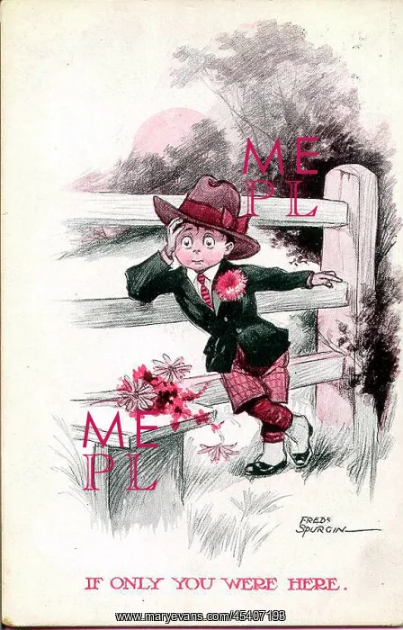  : Comic postcard, Little boy thinking of his love
