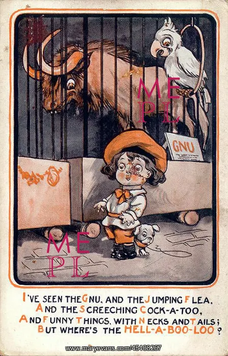 : Comic postcard, Little boy at the zoo : Comic postcard, Little boy at the zoo