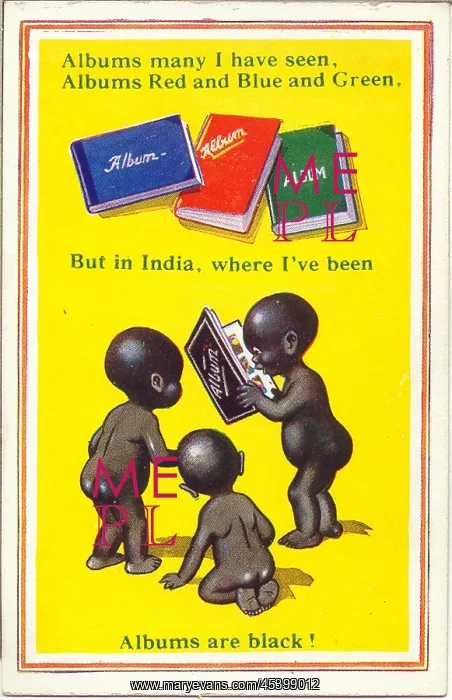 : Comic postcard, Three little boys with albums : Comic postcard, Three little boys with albums