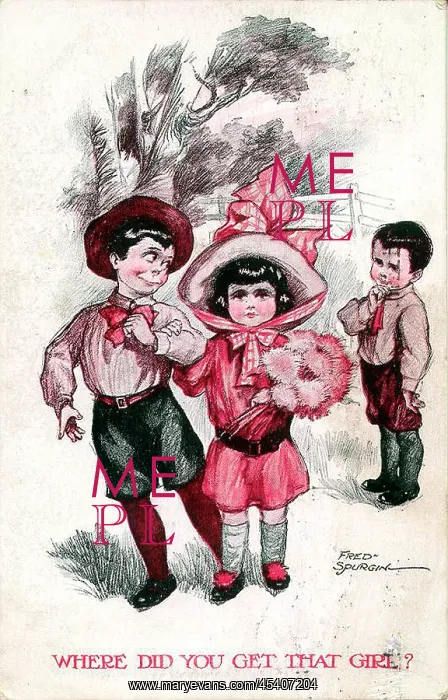 : Comic postcard, Two little boys and a girl : Comic postcard, Two little boys and a girl