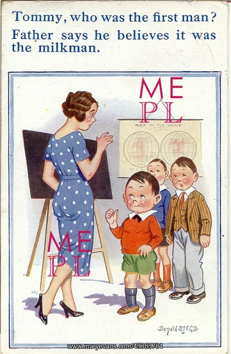 : Comic postcard, Little boys and teacher : Comic postcard, Little boys and teacher