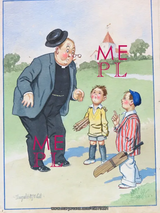 : Comic postcard, Little boys and vicar : Comic postcard, Little boys and vicar