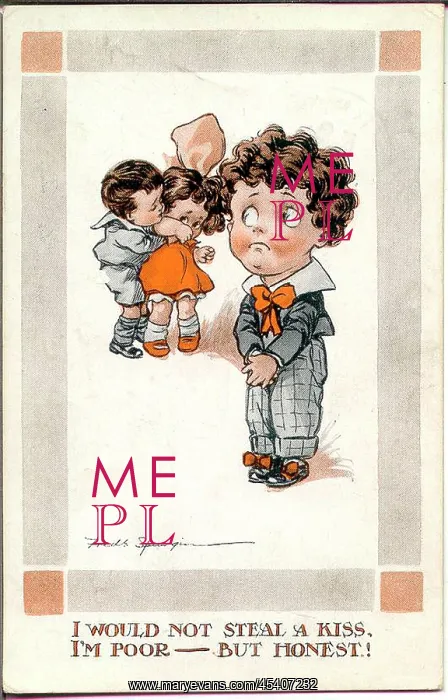 : Comic postcard, Little girl and two boys : Comic postcard, Little girl and two boys